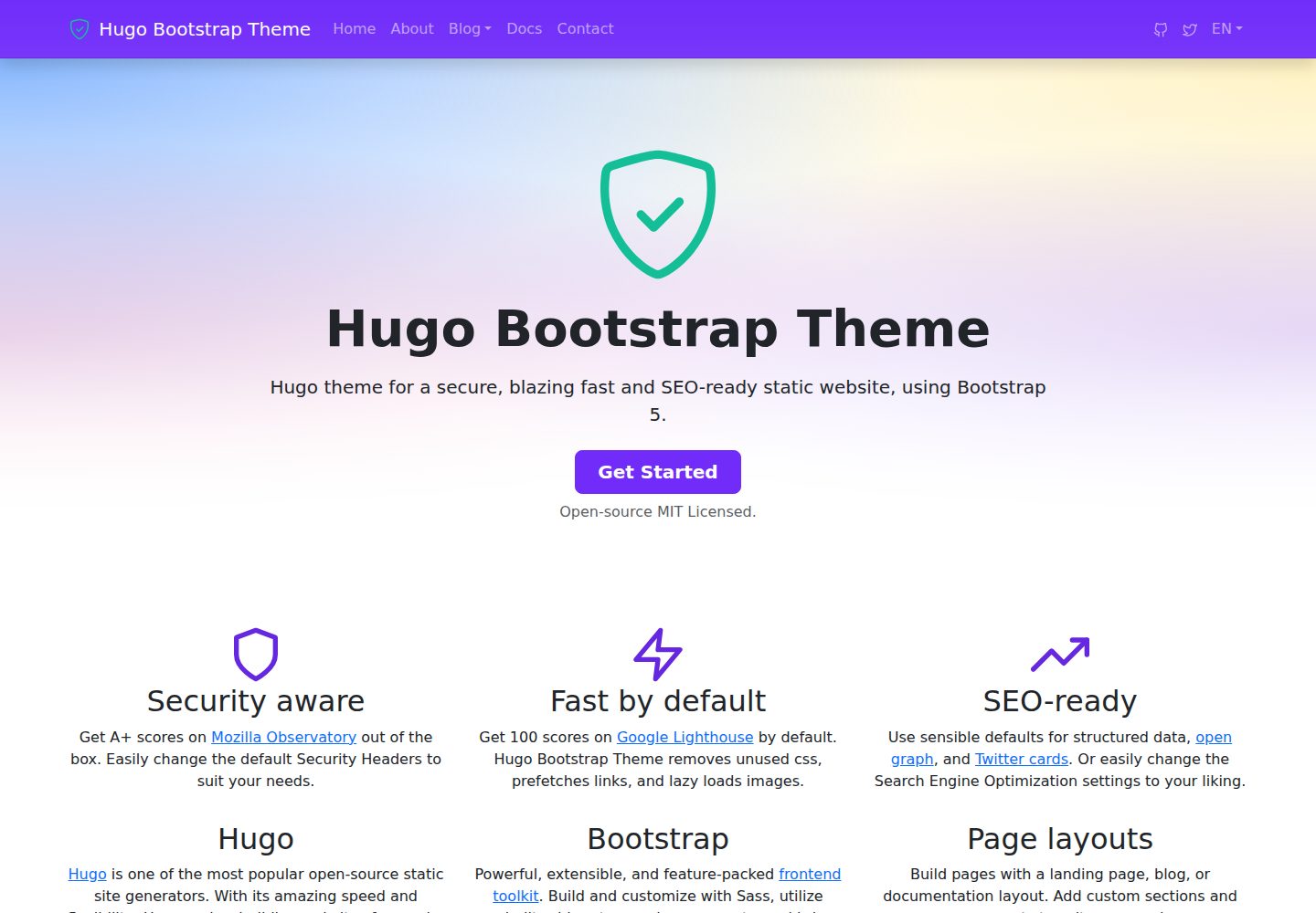hugo-bootstrap-theme 网站模板截图