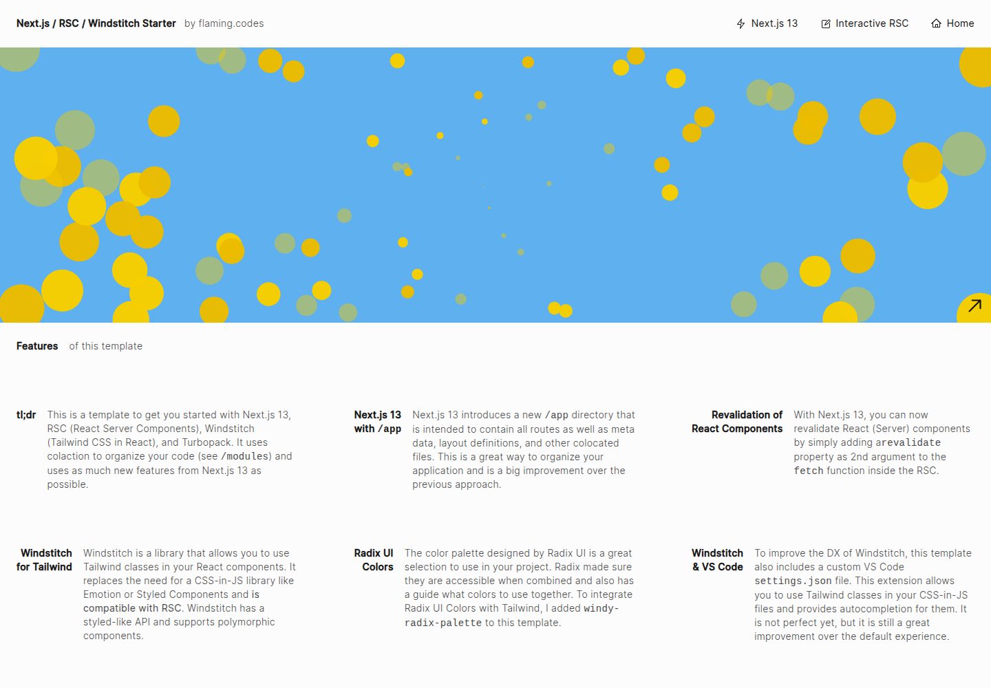 nextjs13-rsc-windstitch-turbopack-starter · Desktop homepage