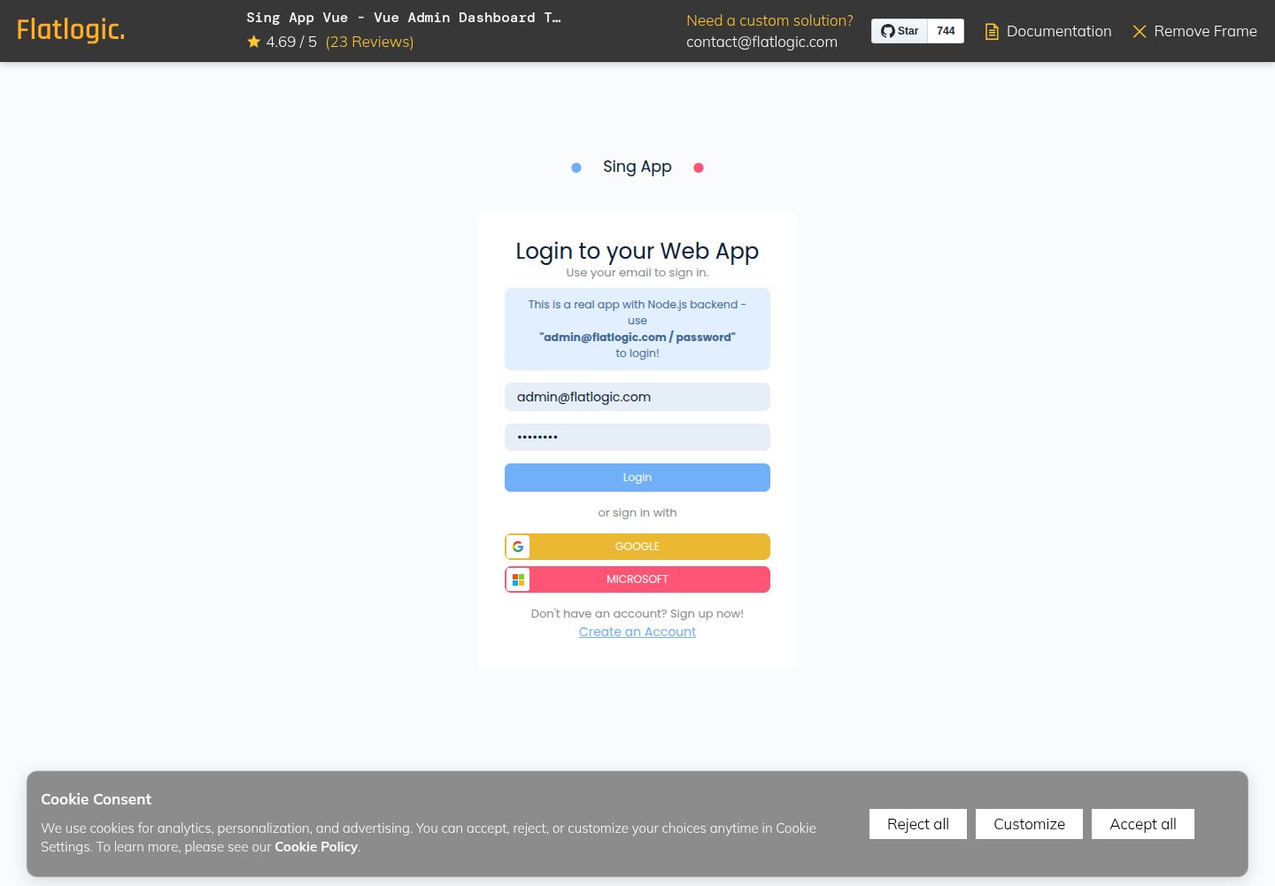 sing-app-vue-dashboard 网站模板截图