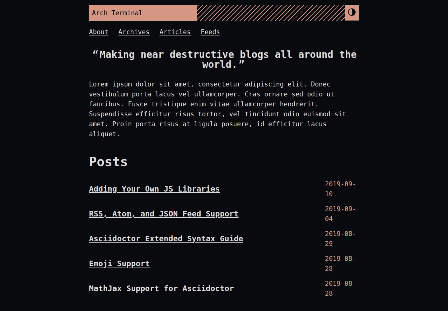 hugo-theme-arch-terminal 网站模板截图