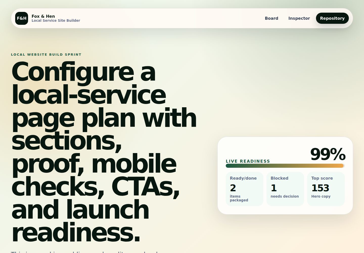 foxhen-local-service-site-builder · Desktop homepage