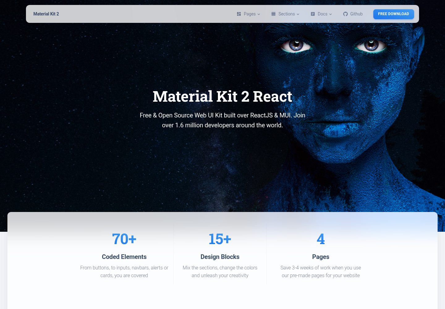 react-material-website 网站模板截图
