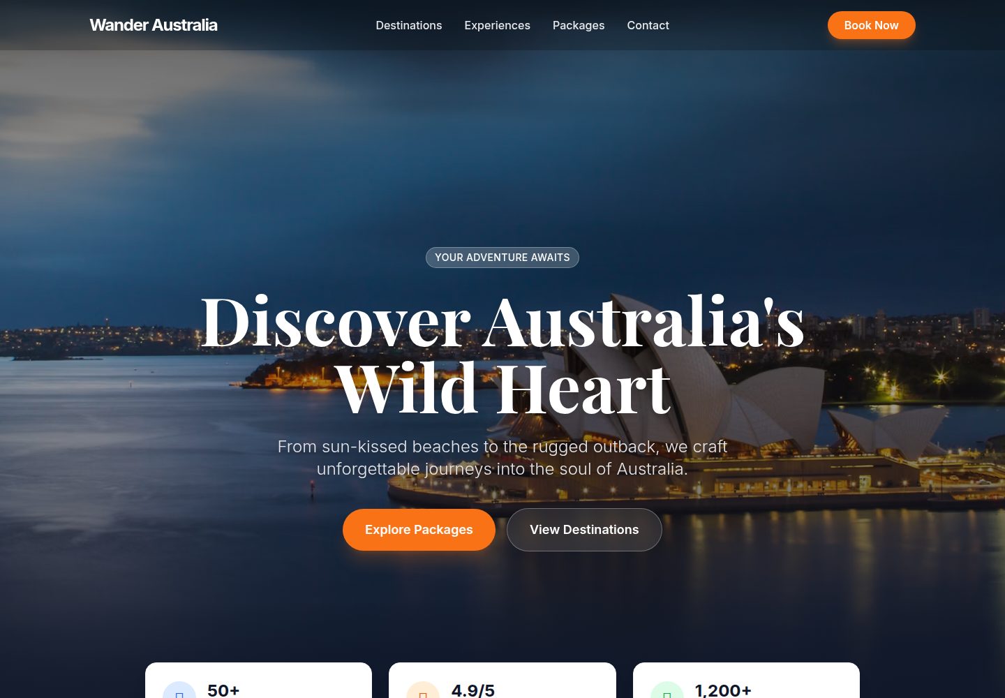 template-wander-australia-travel 网站模板截图