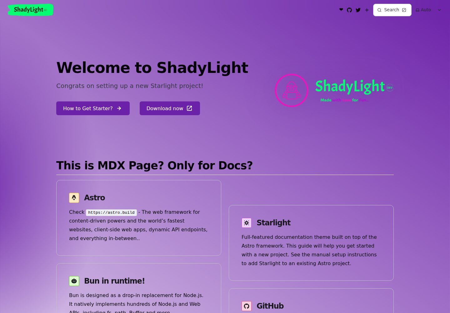 shadylight · 桌面端首页