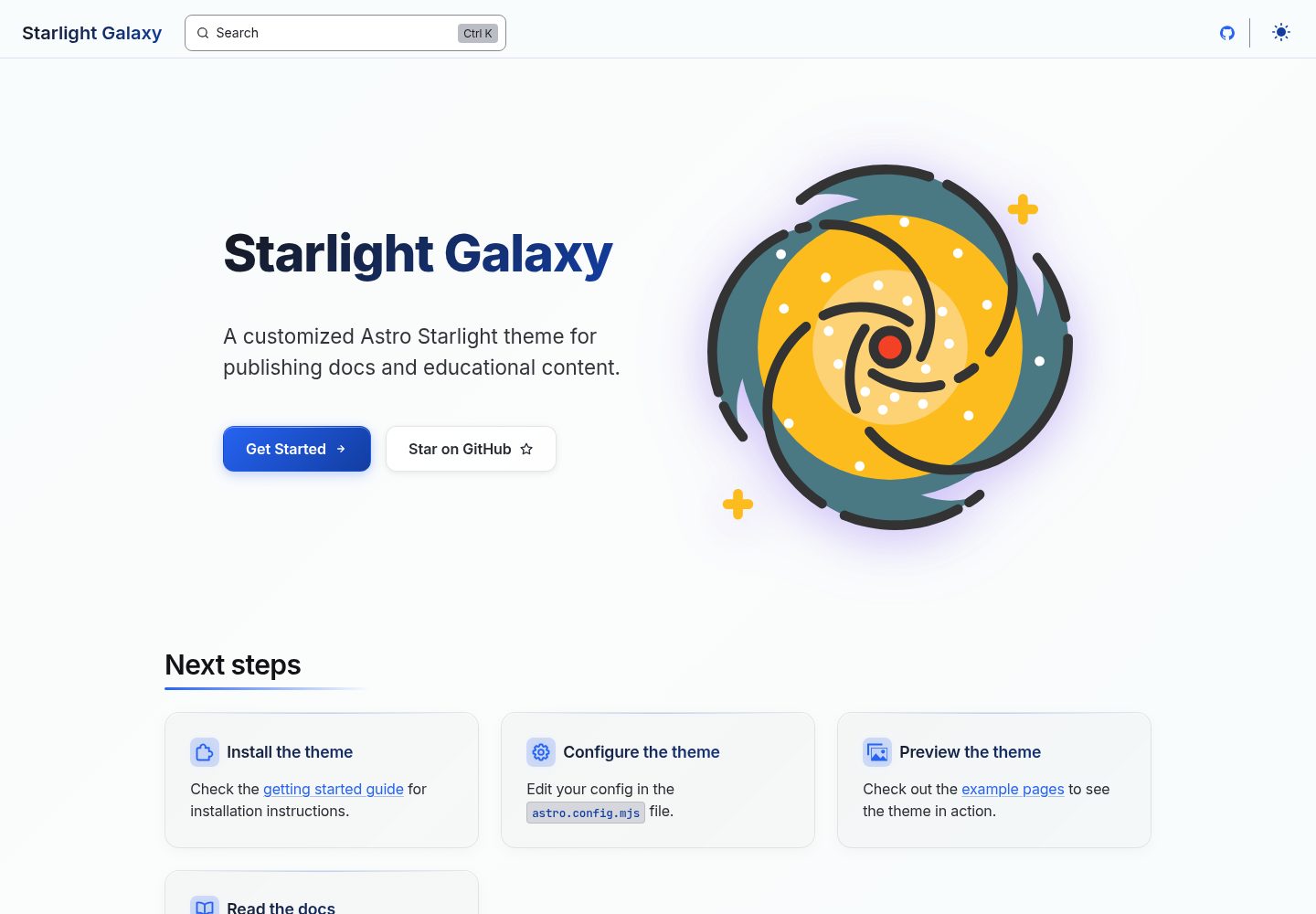 starlight-theme-galaxy 网站模板截图
