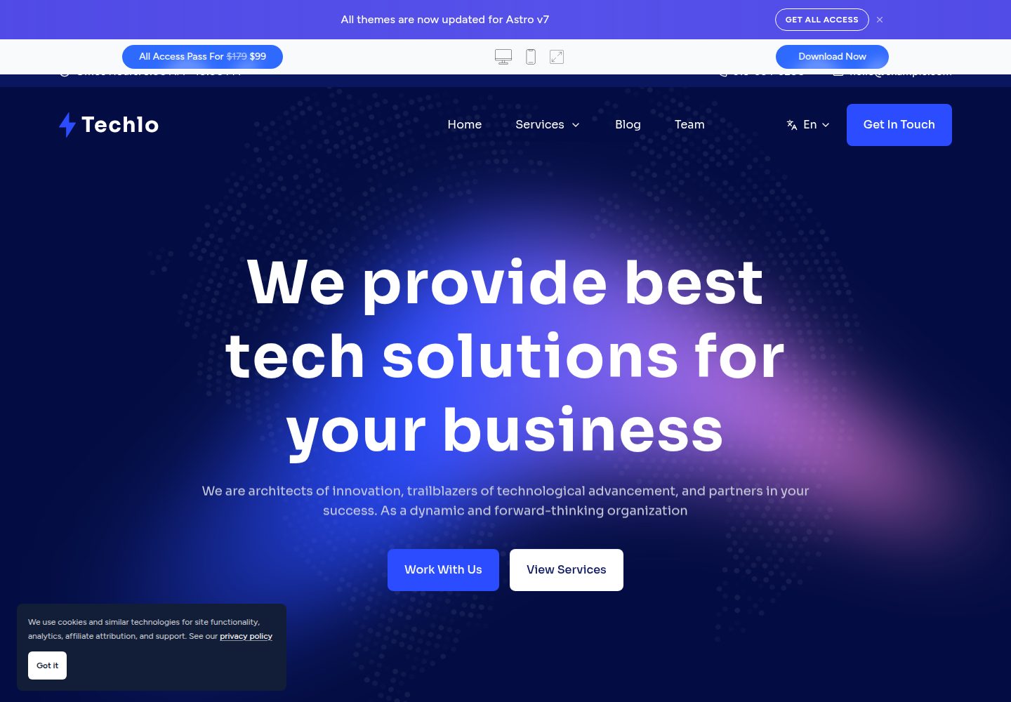 techlo-lite-astro 网站模板截图