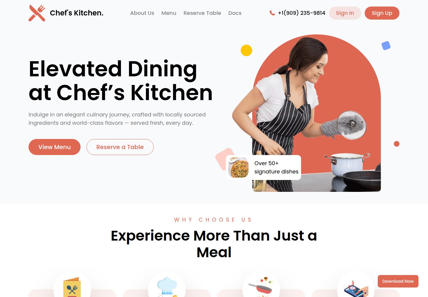 chef-kitchen-nextjs-landing-page-template 网站模板截图