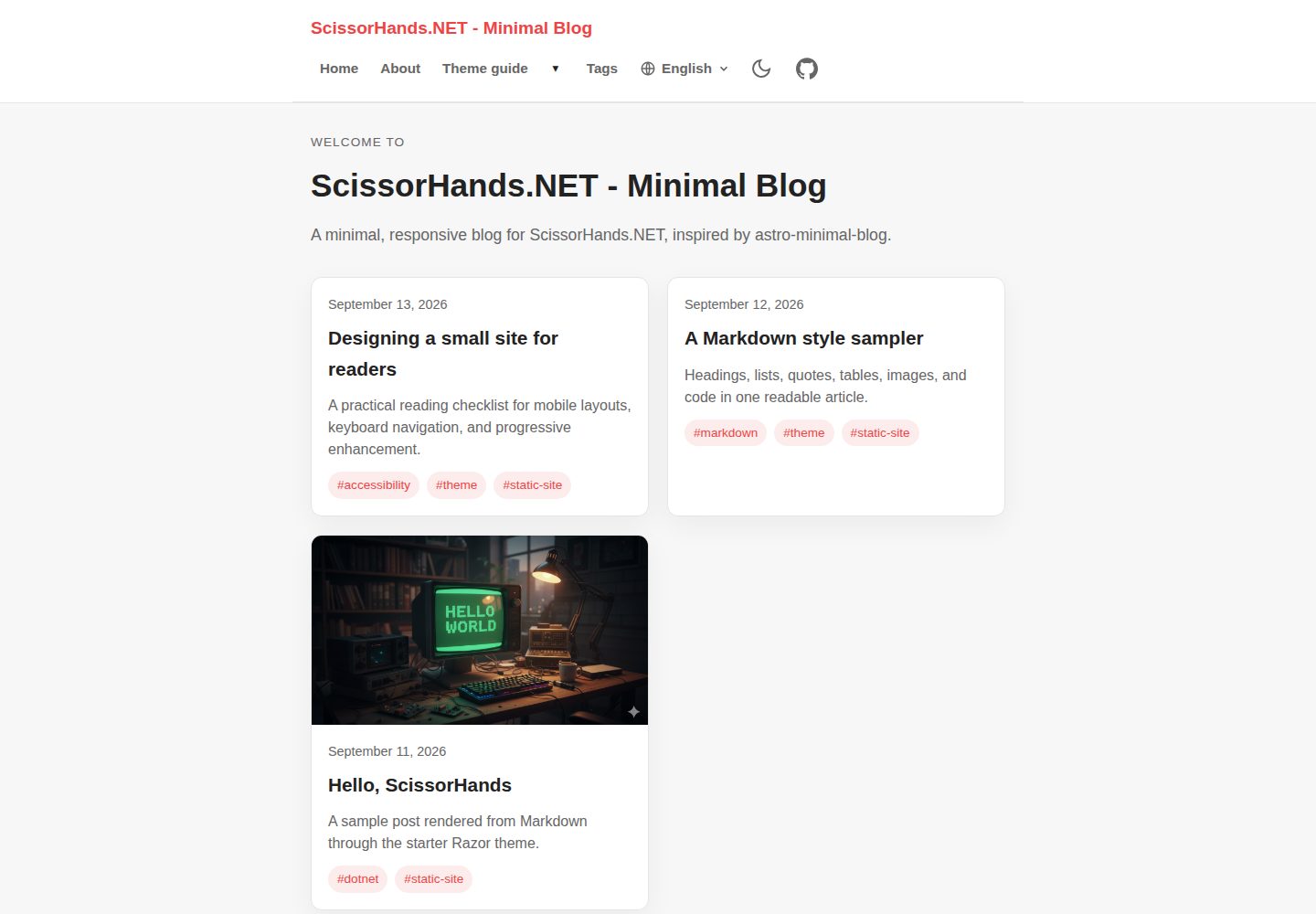 minimal-blog 网站模板截图