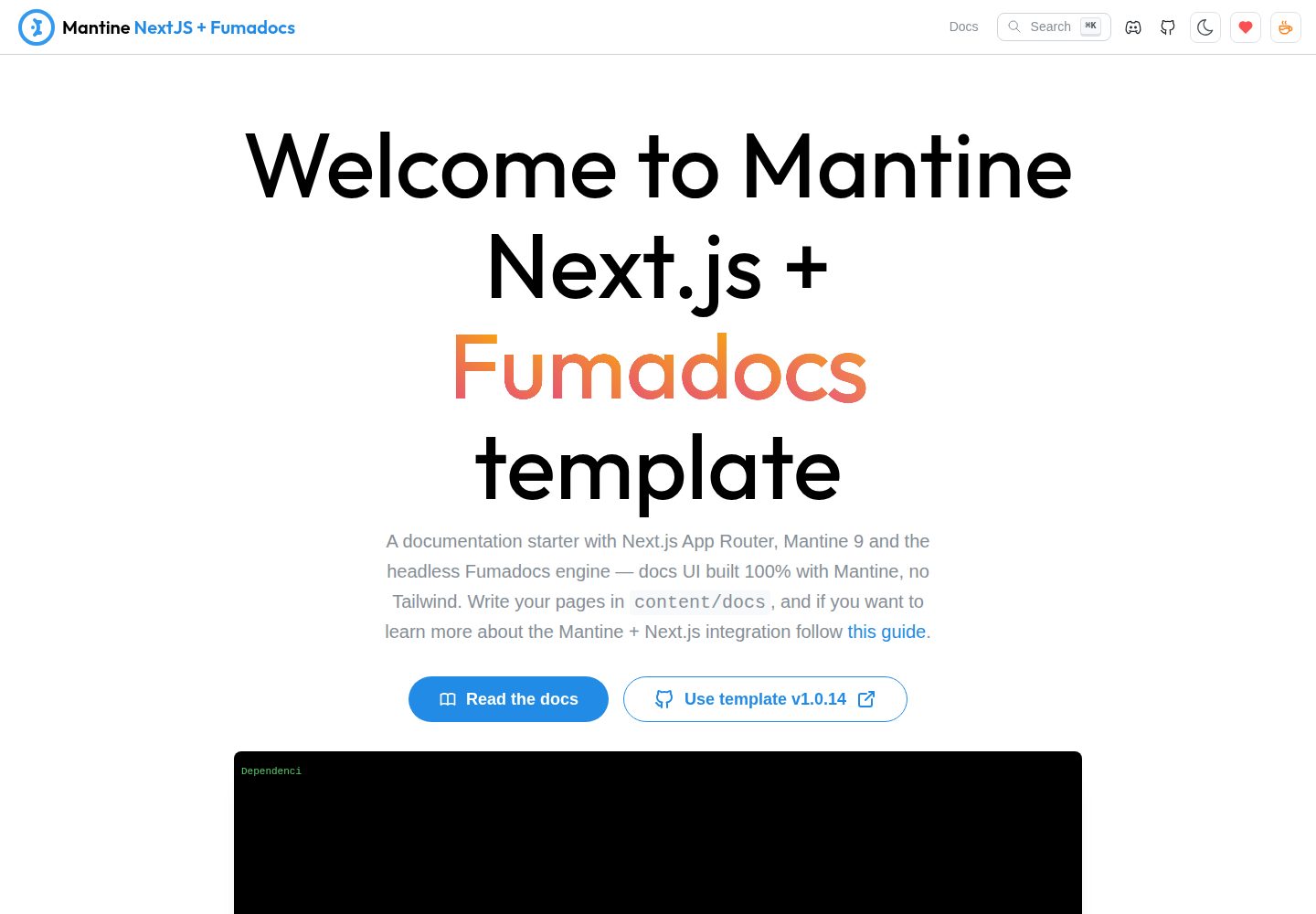 next-app-fumadocs-template 网站模板截图