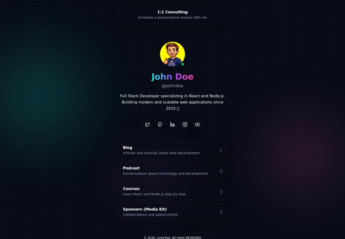 linkytree 网站模板截图