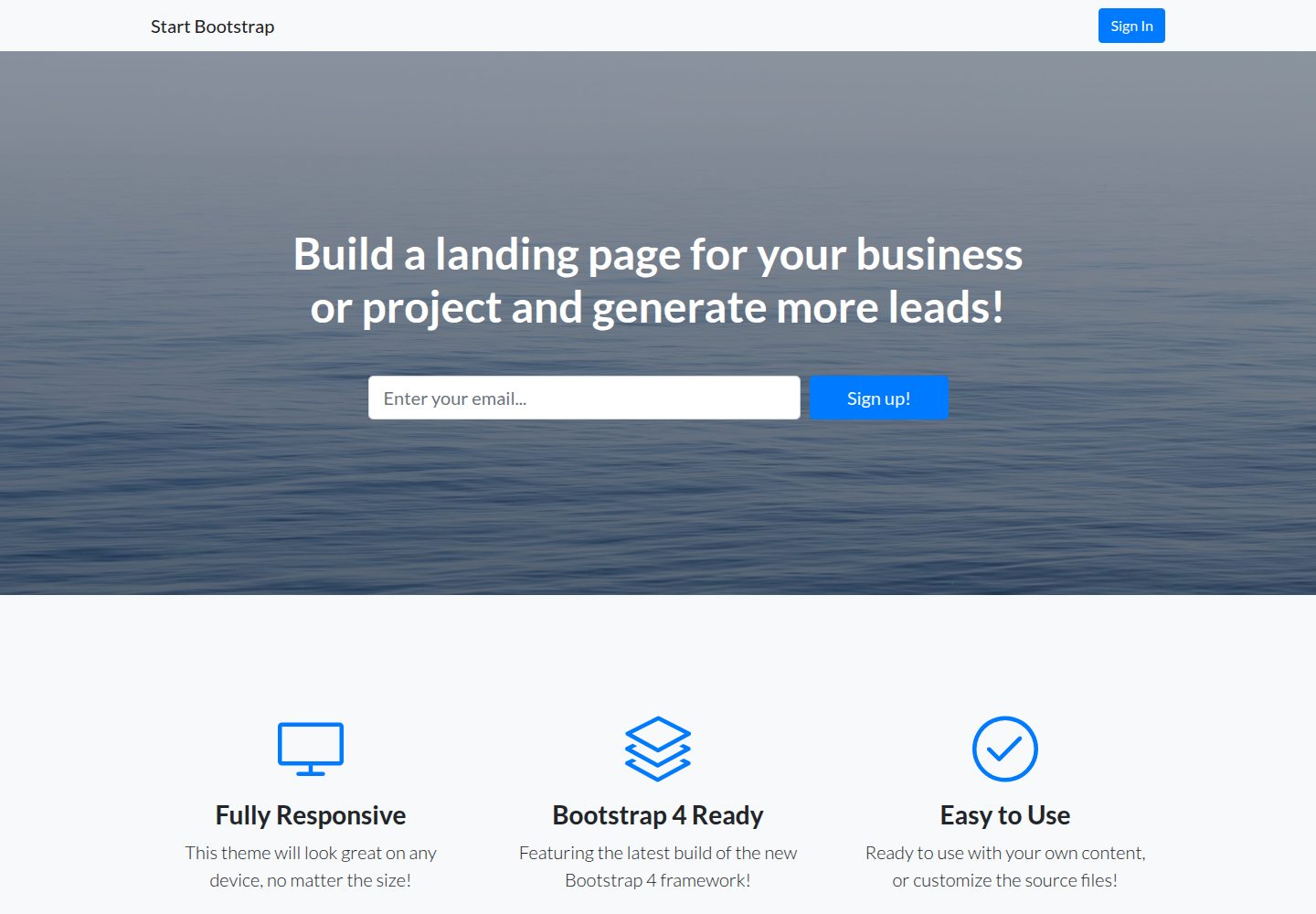 template-landing-page · Desktop homepage