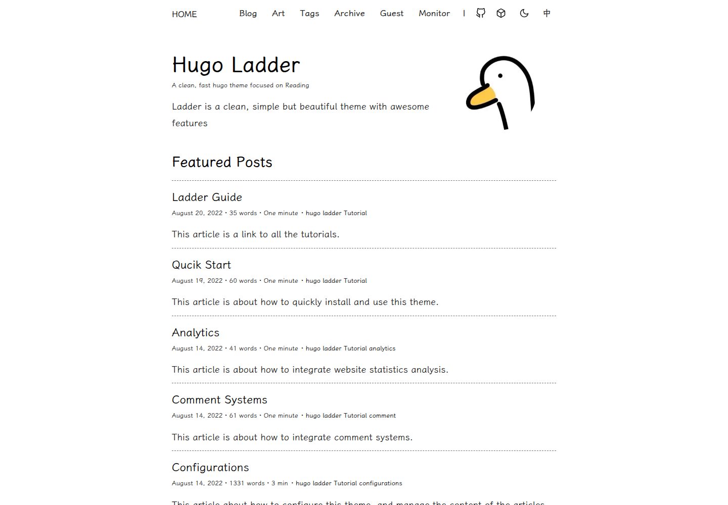 hugo-theme-ladder 网站模板截图