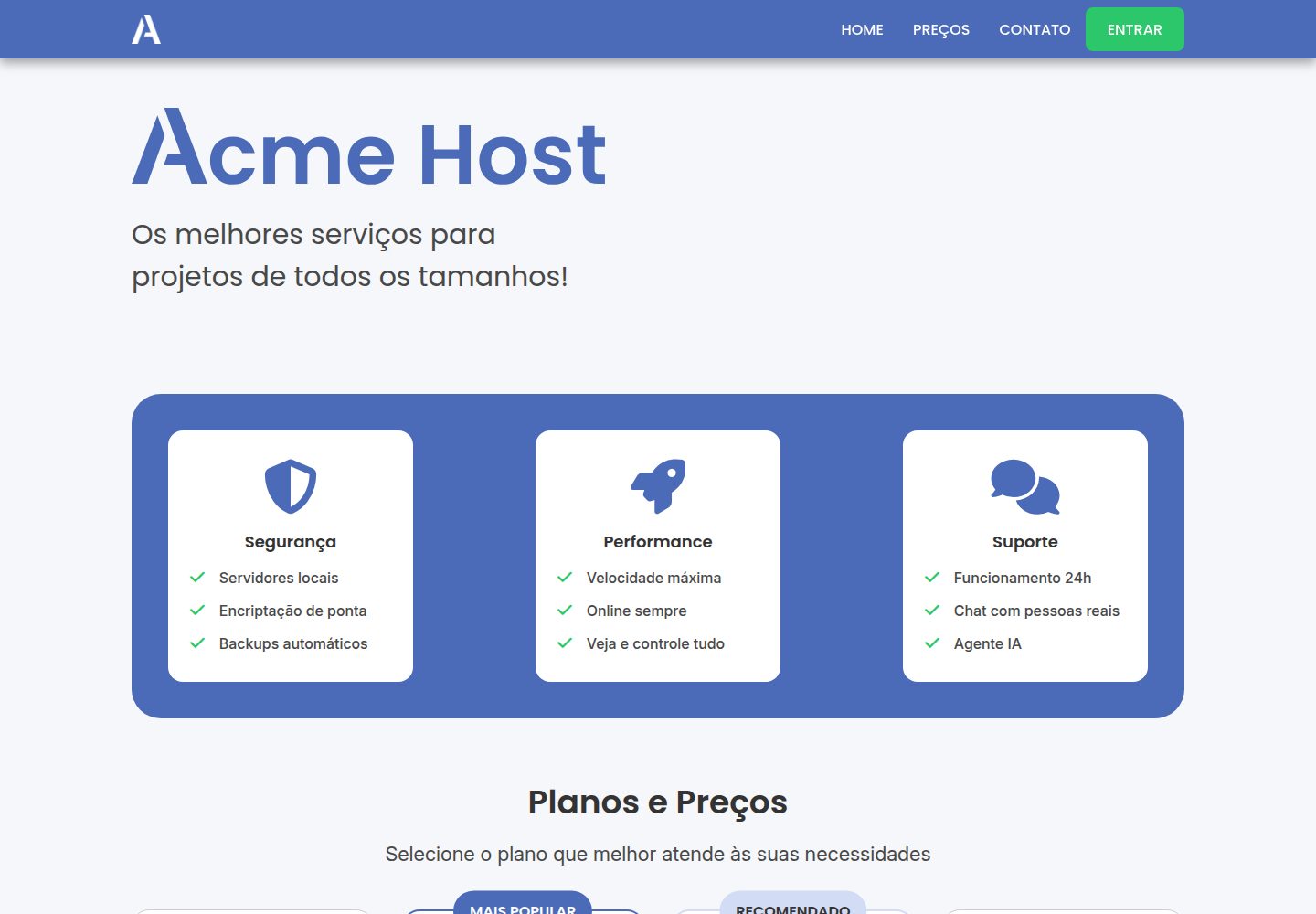 Acme-Host 网站模板截图