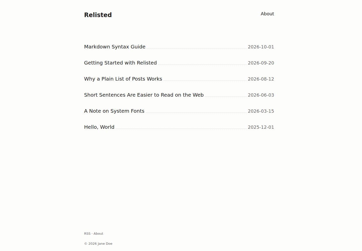 hugo-theme-relisted 网站模板截图