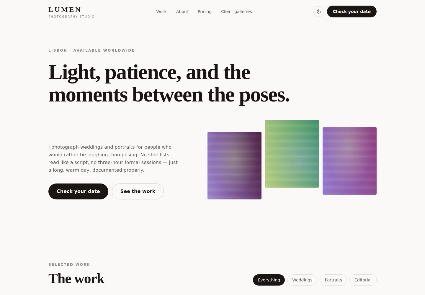 lumen-nextjs-photography-template 网站模板截图