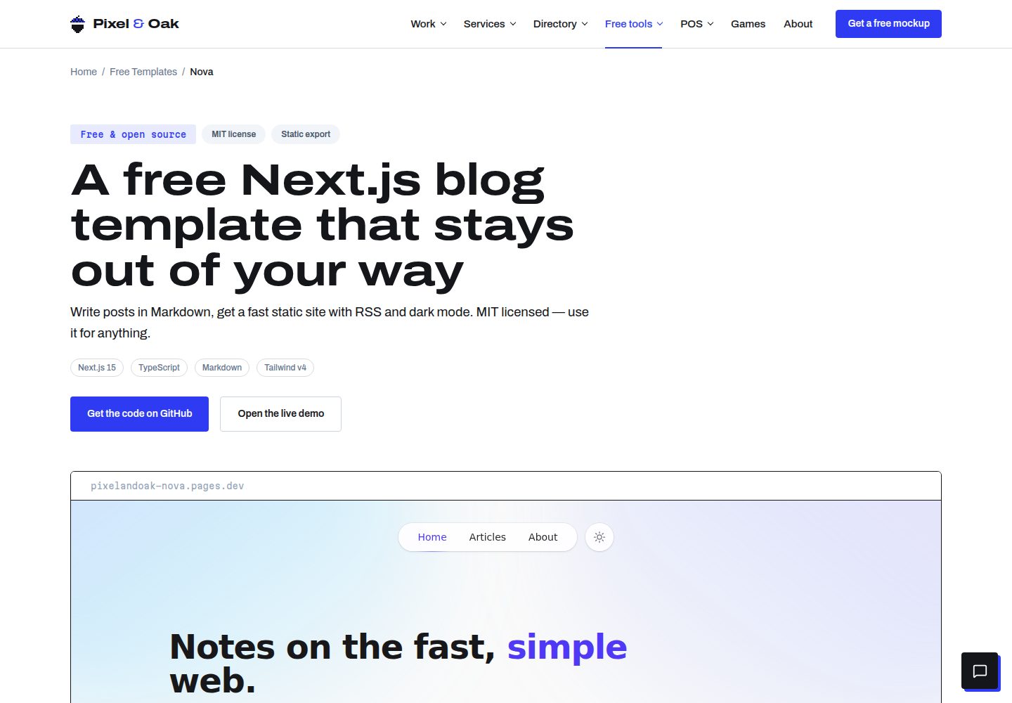 nova-nextjs-blog-template · Desktop homepage
