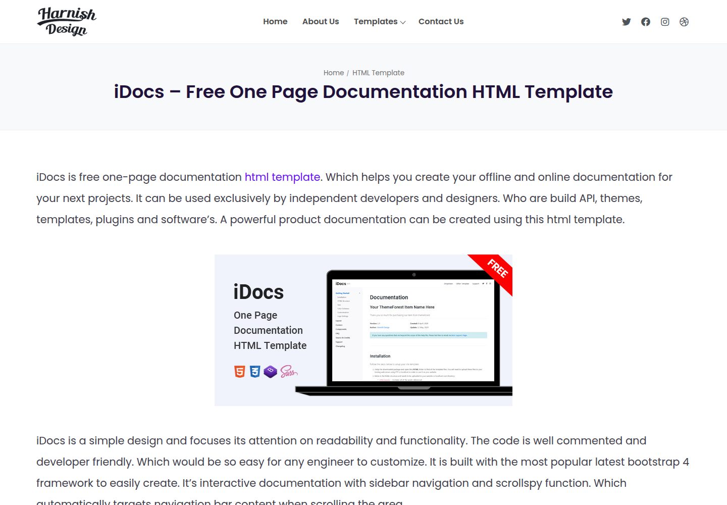 iDocs 网站模板截图