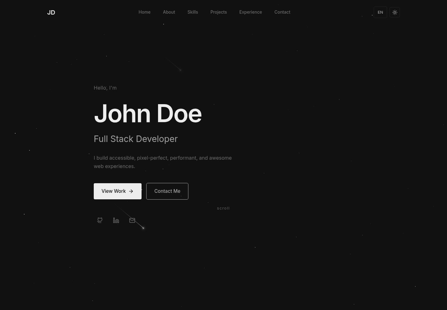 personal-website-template · Desktop homepage