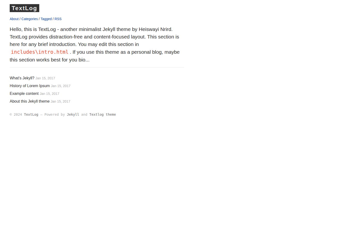 textlog 网站模板截图