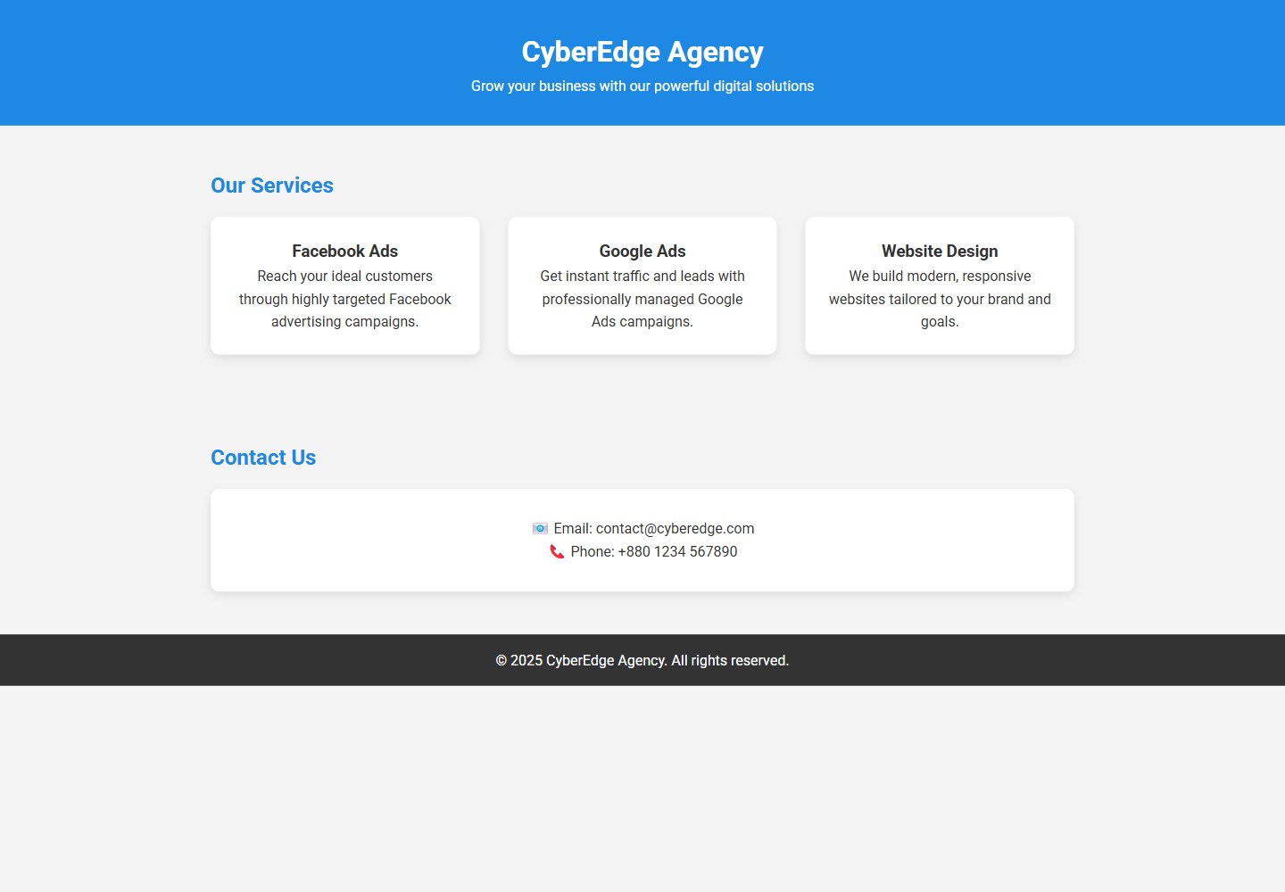 service-landing-template · Desktop homepage