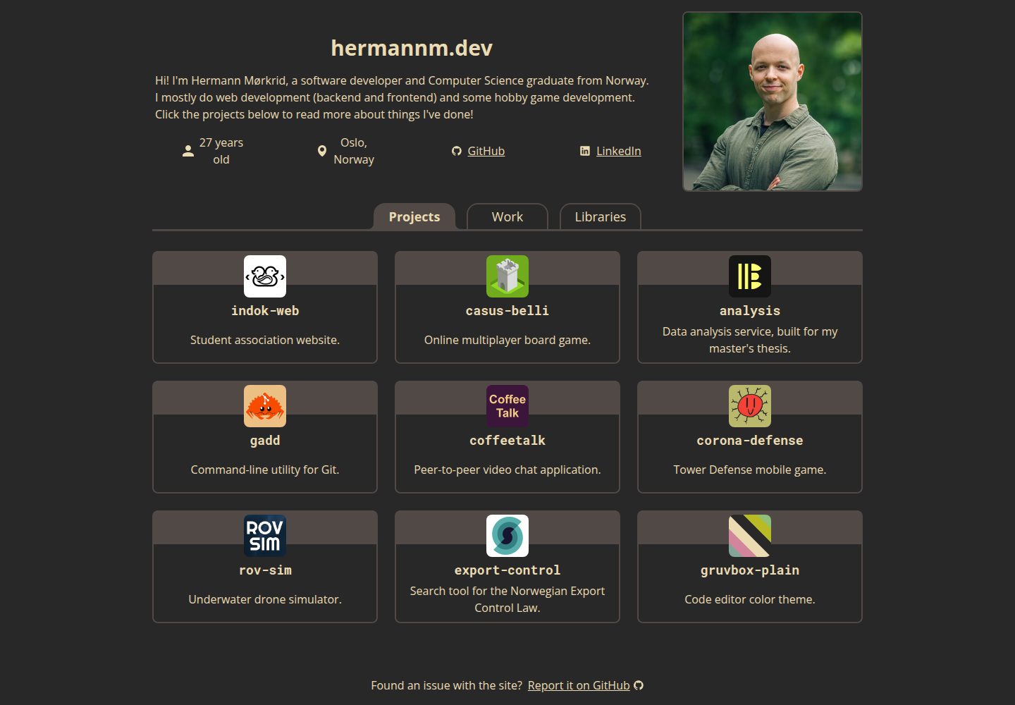 hermannm.dev · Desktop homepage