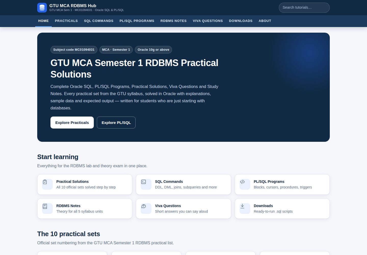 gtu-mca-rdbms-hub · Desktop homepage