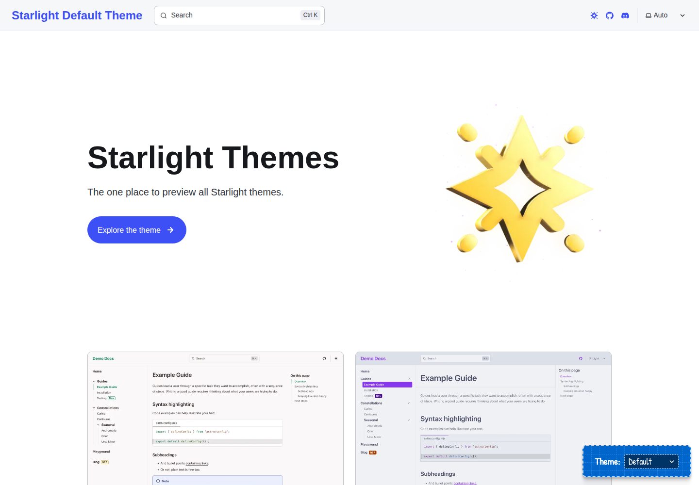 starlight-themes 网站模板截图