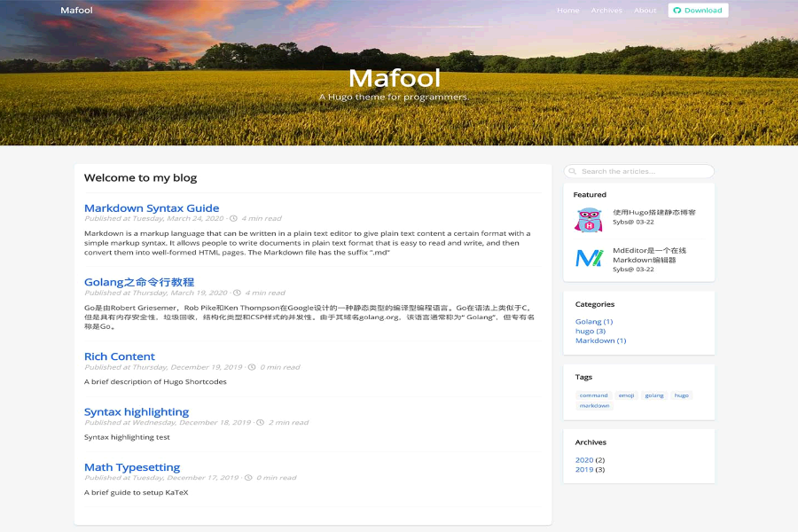 hugo-theme-dooz 网站模板截图