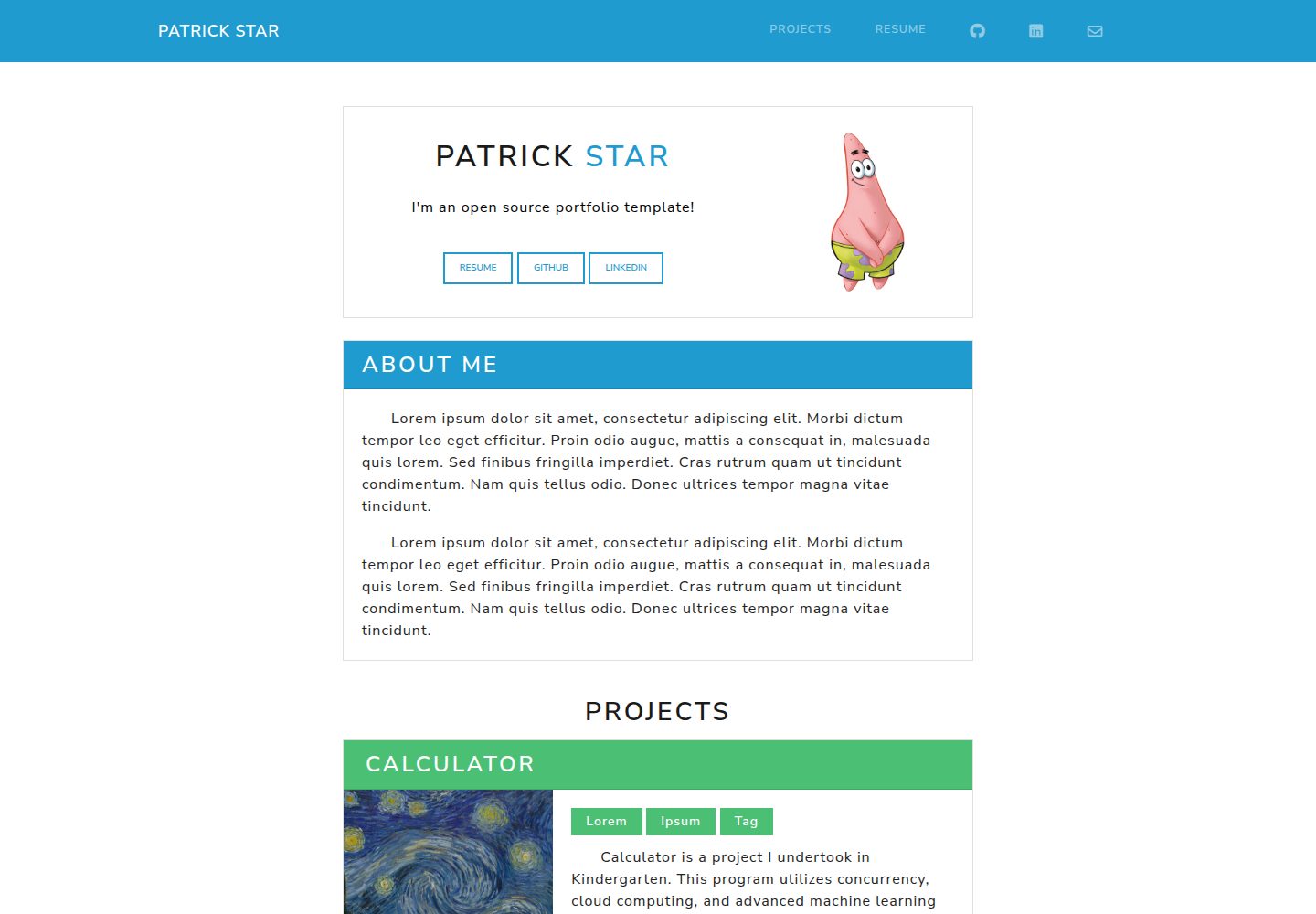 ProjectPortfolio · Desktop homepage