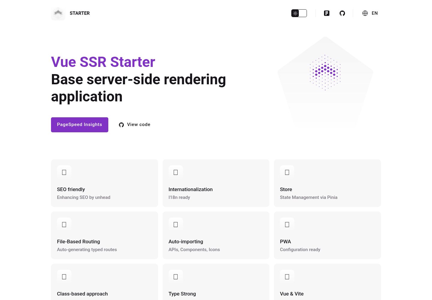 vue-ssr-starter · Desktop homepage