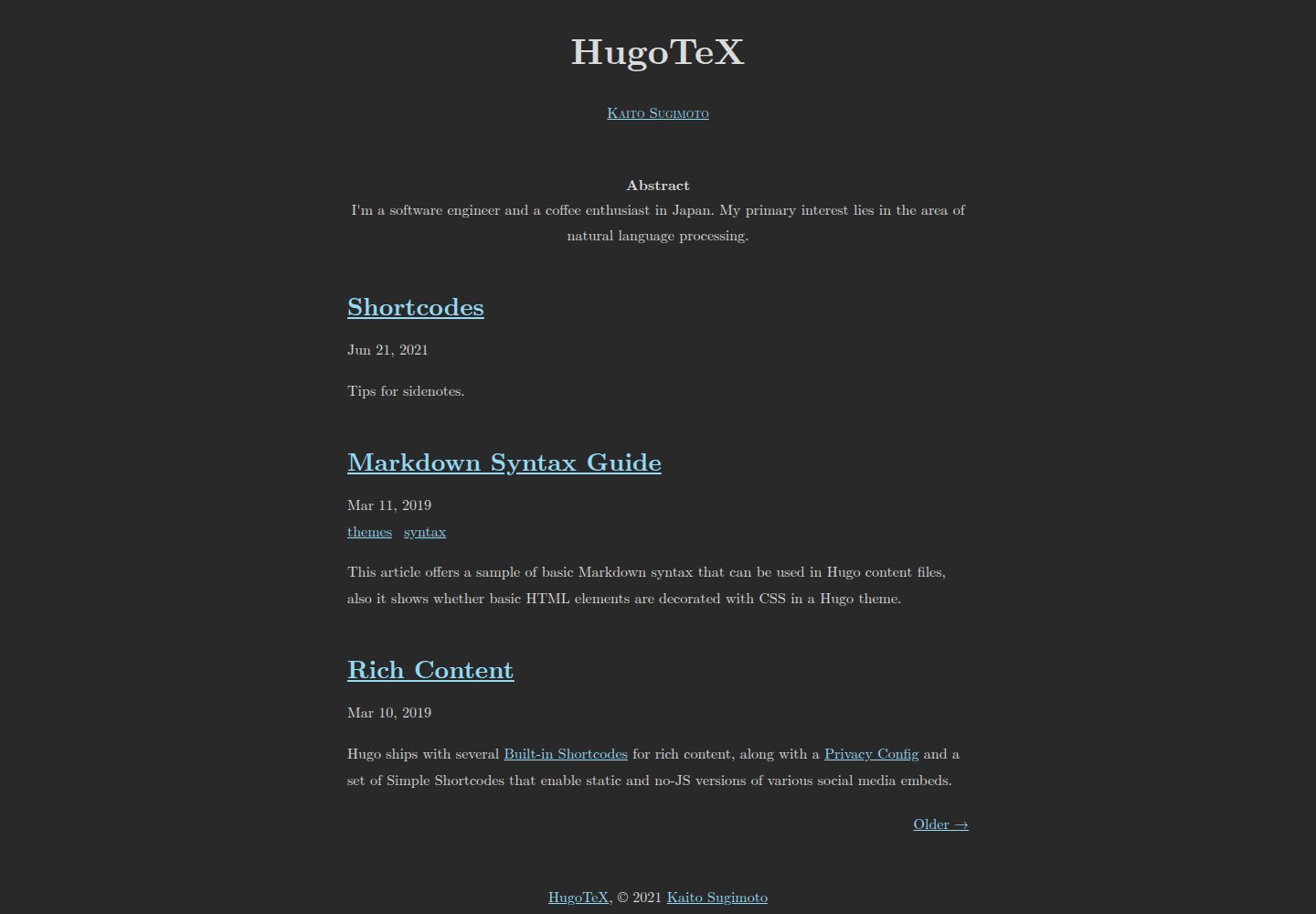HugoTeX 网站模板截图