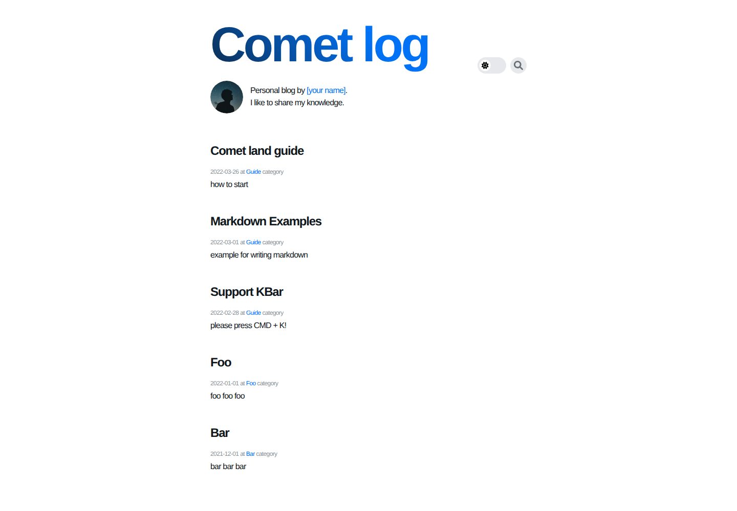 comet-land 网站模板截图
