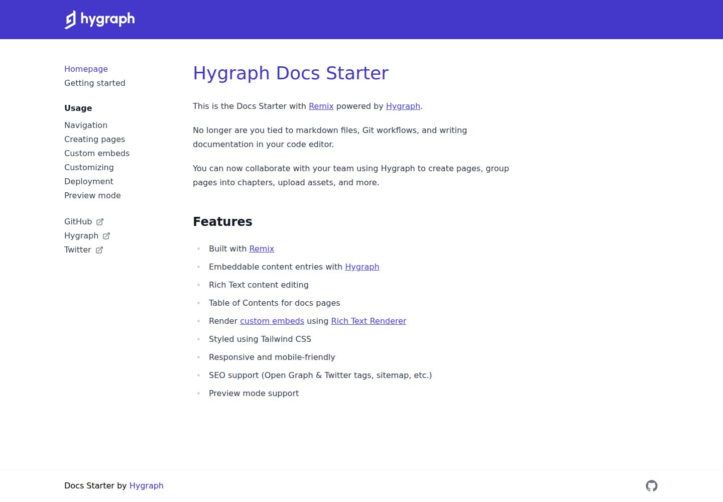 docs-starter 网站模板截图