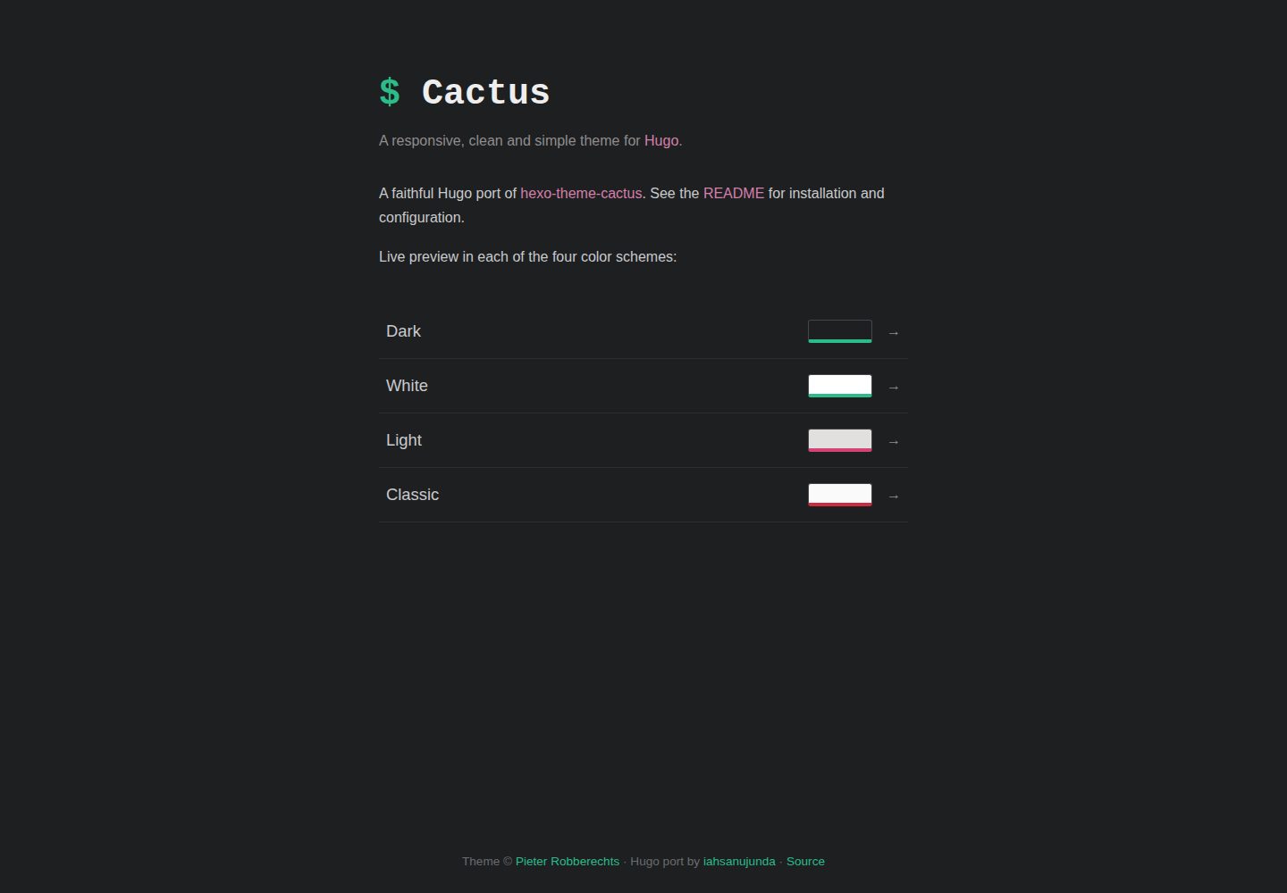 hugo-theme-cactus 网站模板截图