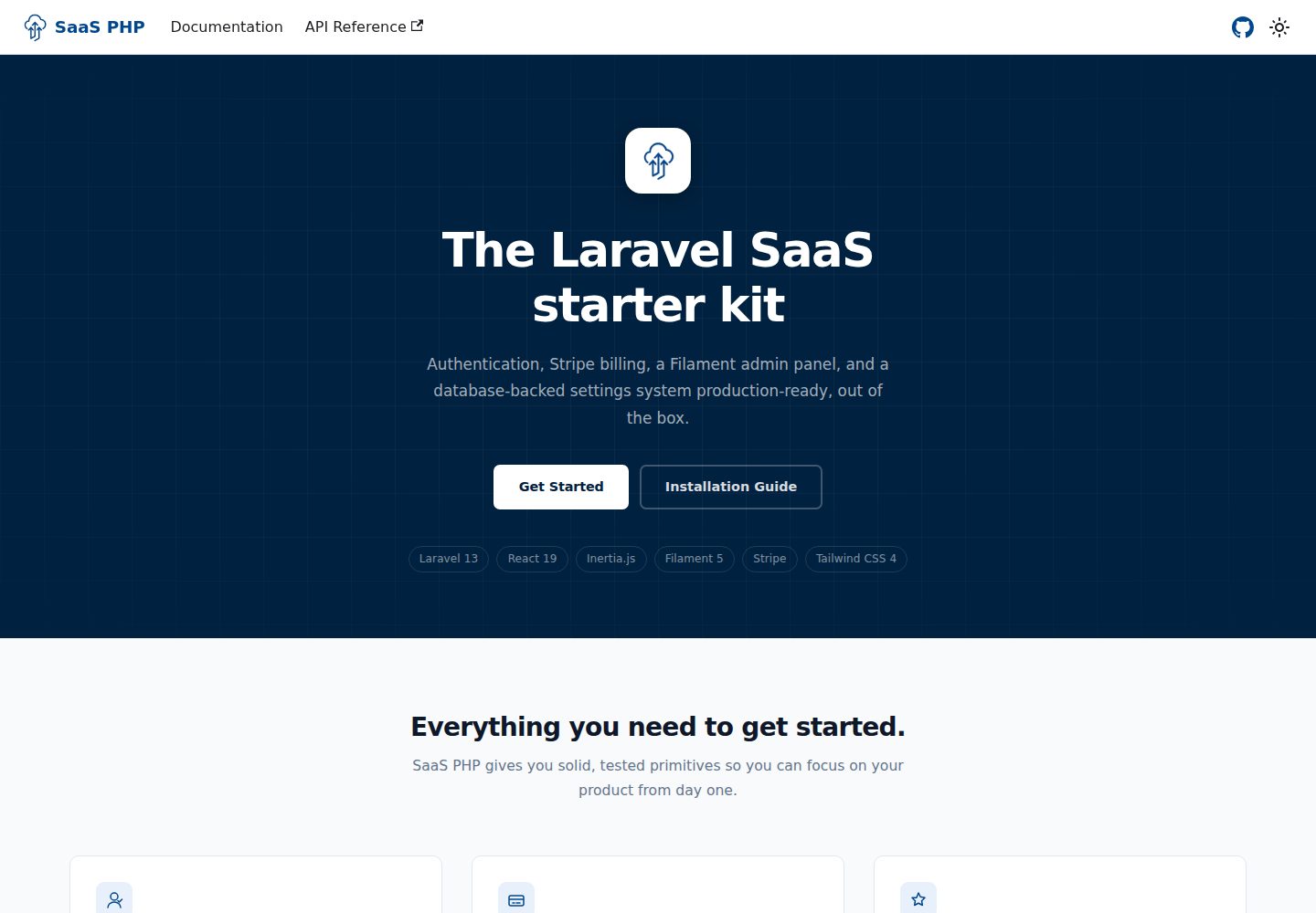 saasphp · Desktop homepage