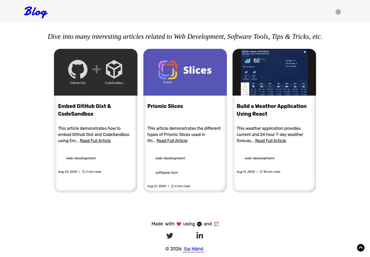 nextjs-prismic-blog-starter 网站模板截图