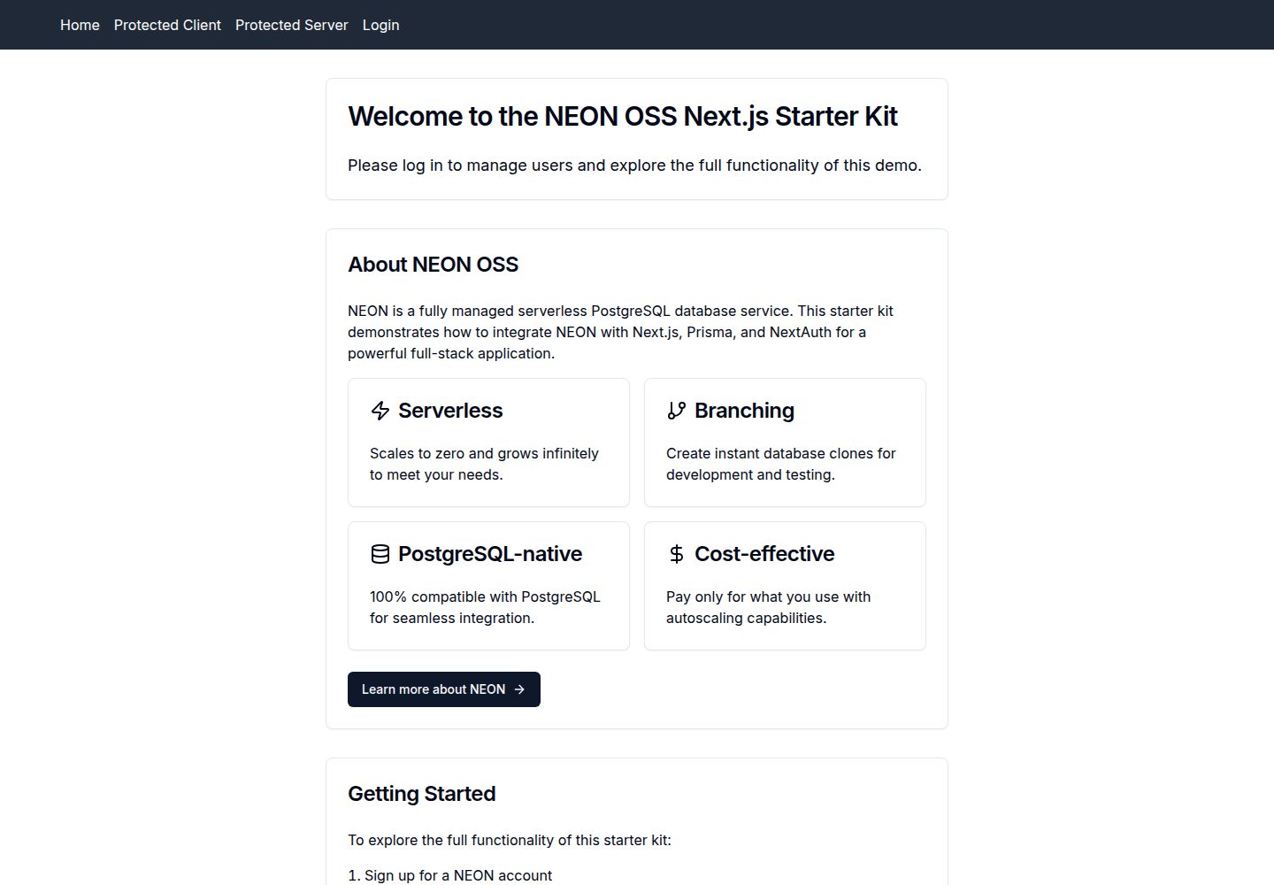 neon-oss-starter 网站模板截图