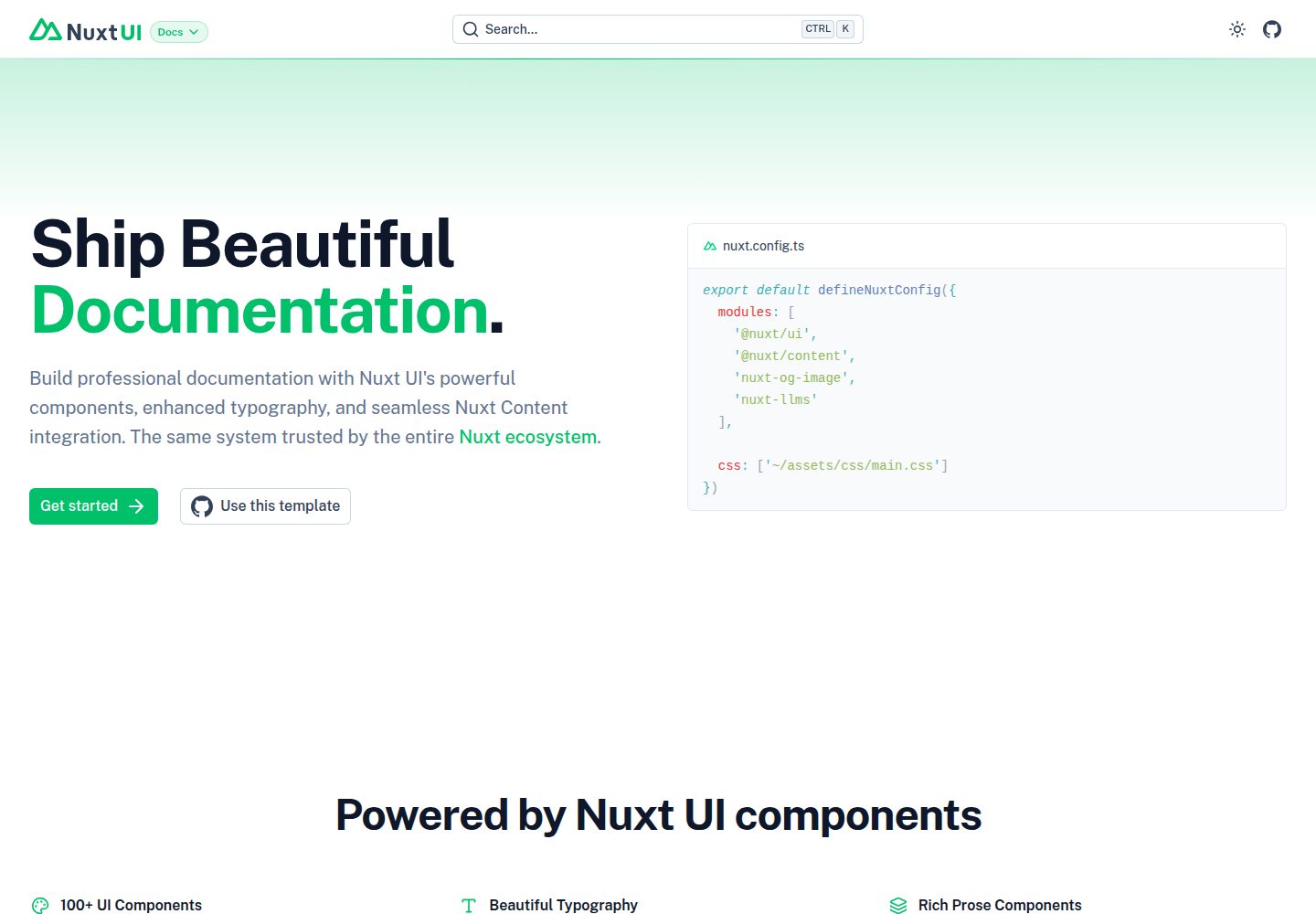 nuxtdocs · Desktop homepage