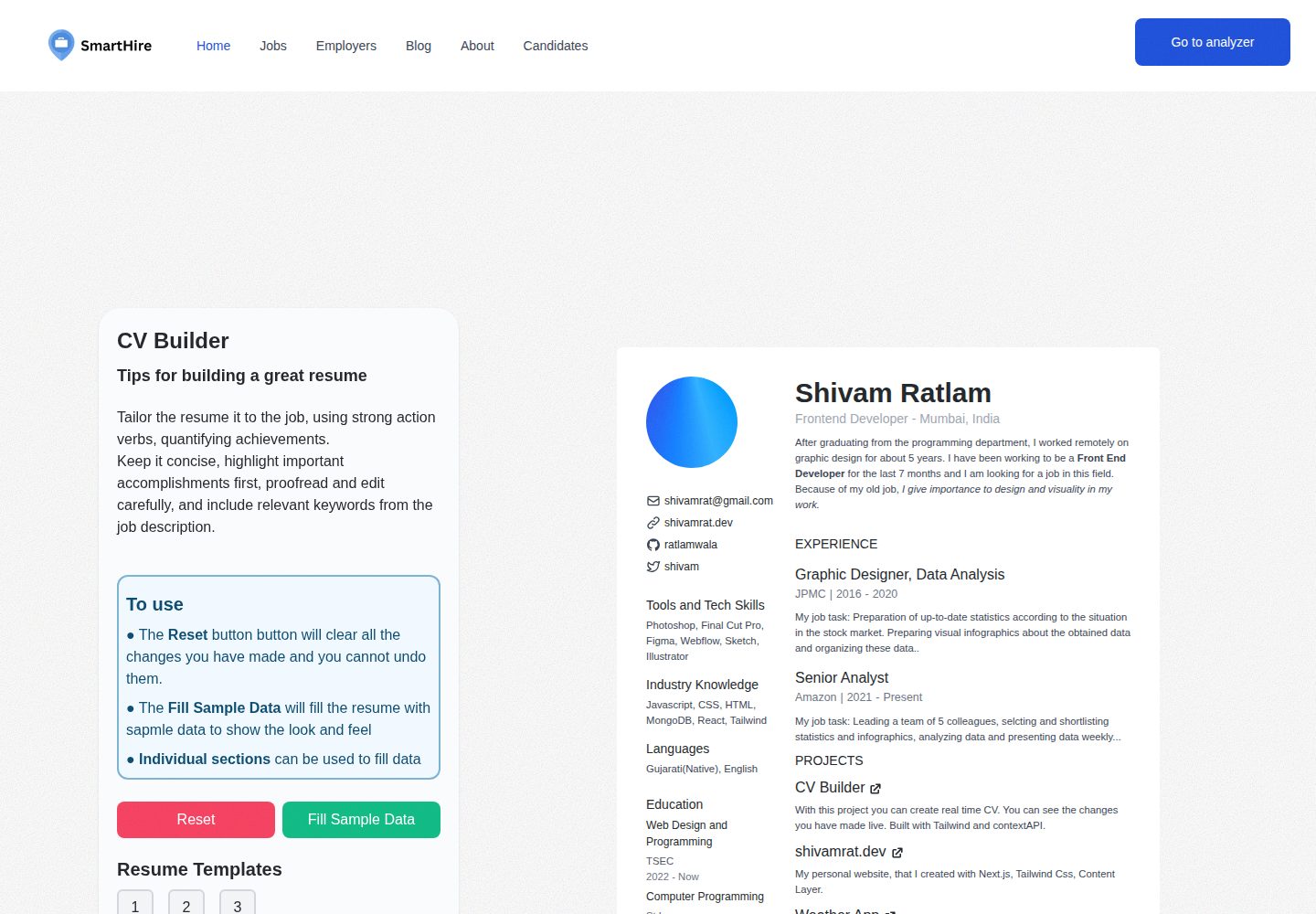 Resume-builder · 桌面端首页