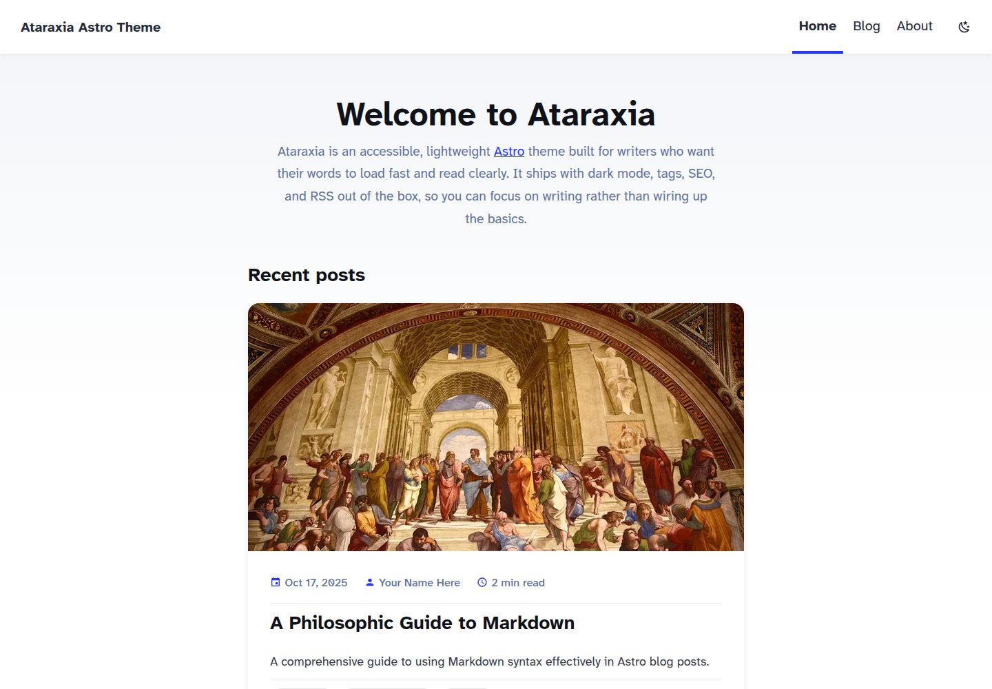 astro-ataraxia-theme 网站模板截图