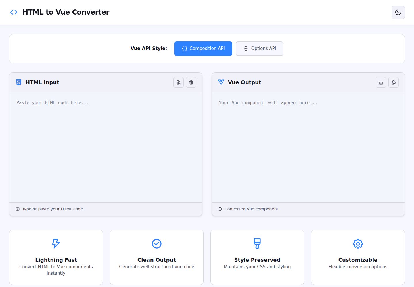 html_vue_converter 网站模板截图