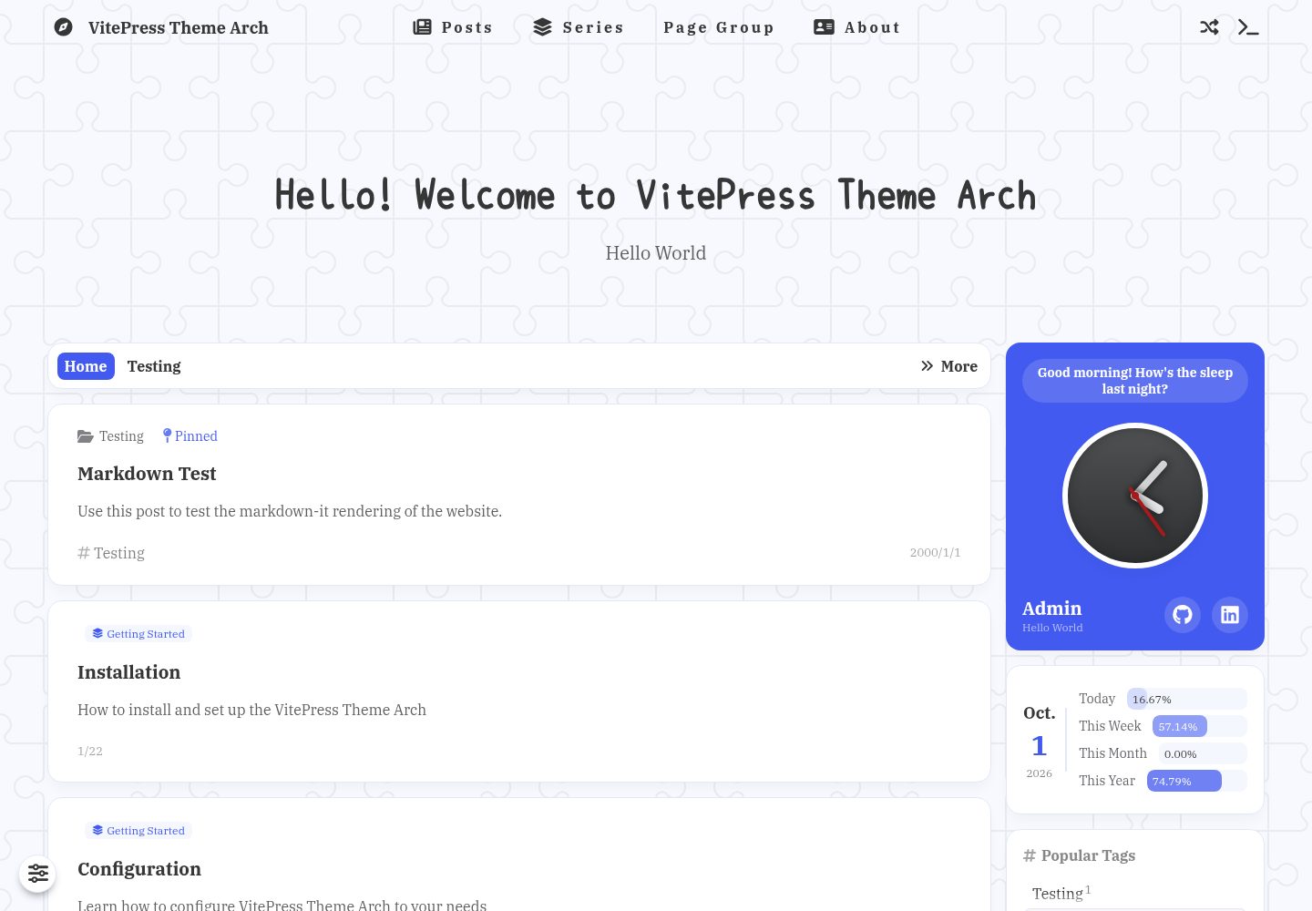 vitepress-theme-arch 网站模板截图