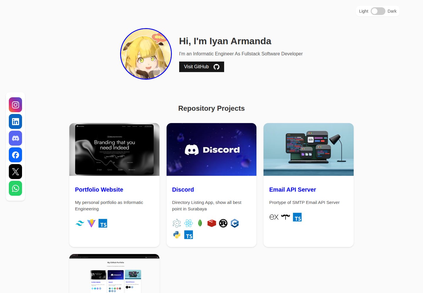 github-portfolio-template · 桌面端首页