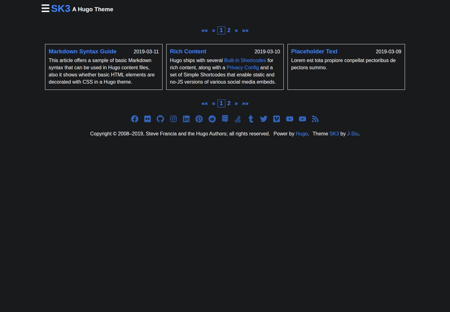 hugo-theme-sk3 网站模板截图