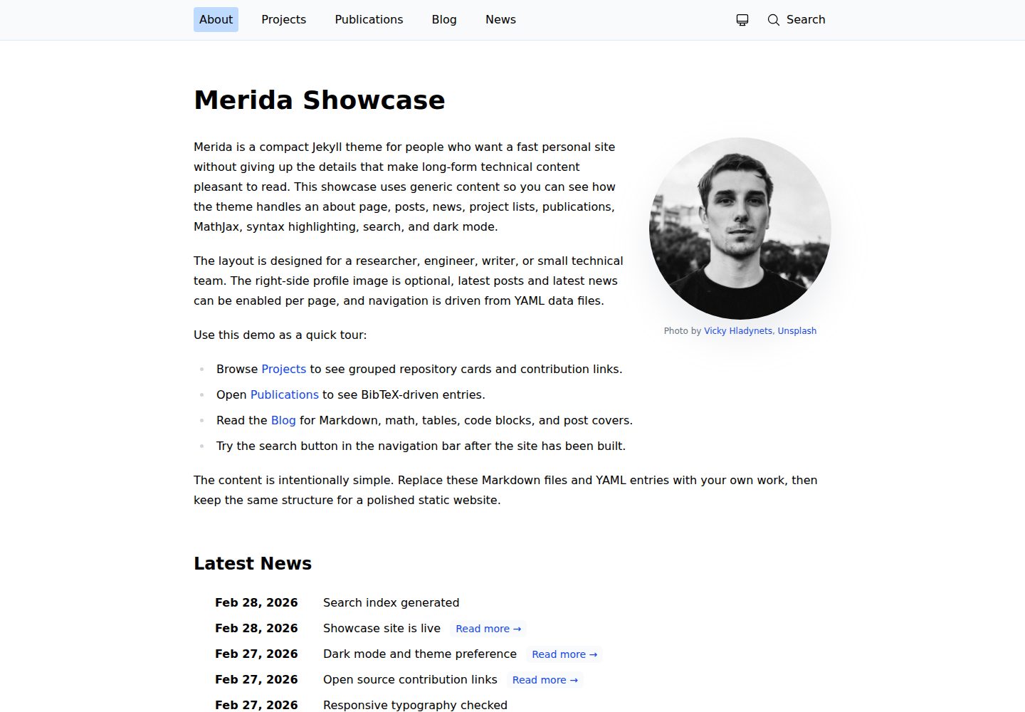jekyll-theme-merida 网站模板截图