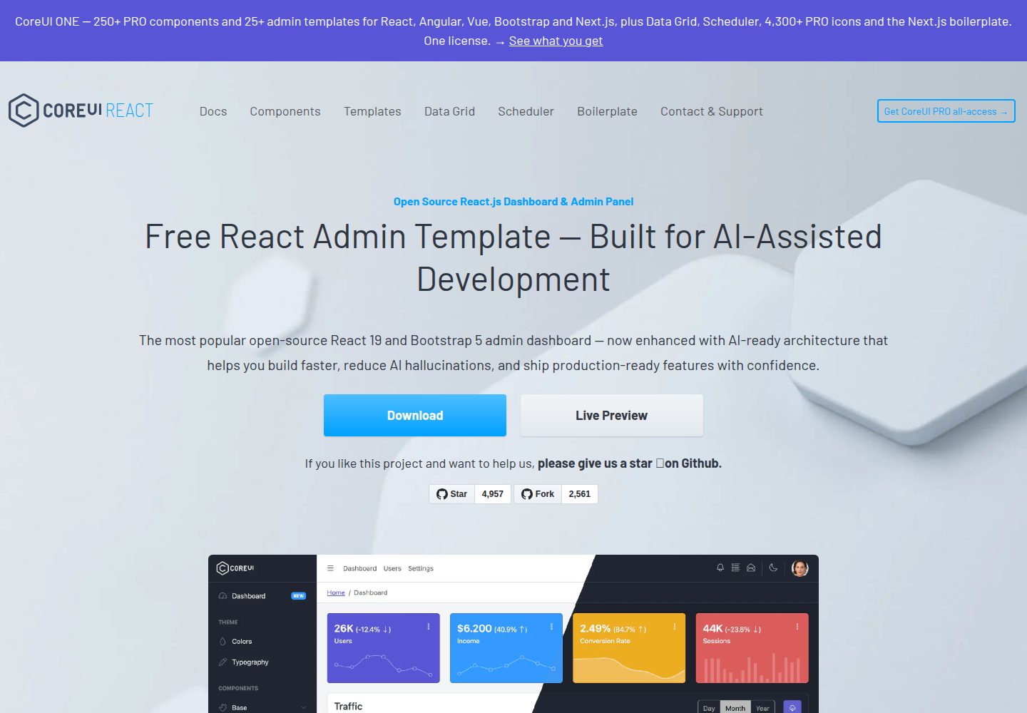 coreui-free-react-admin-template 网站模板截图