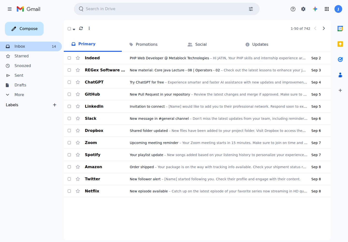 GoogleMailClone · 桌面端首页