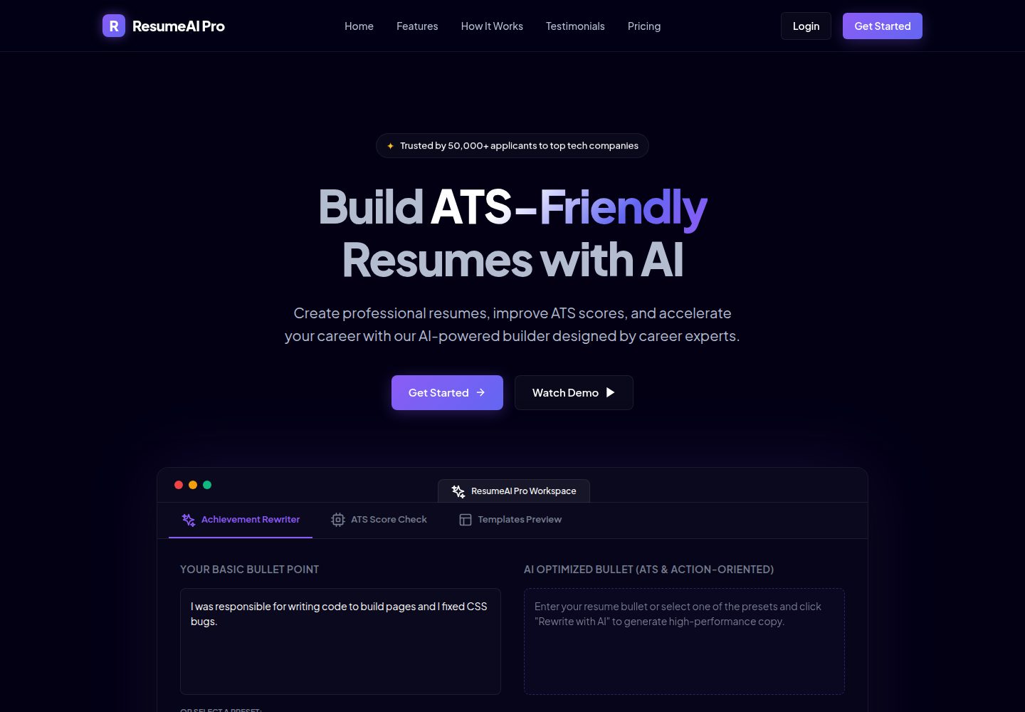 RESUME_AI_PRO · 桌面端首页