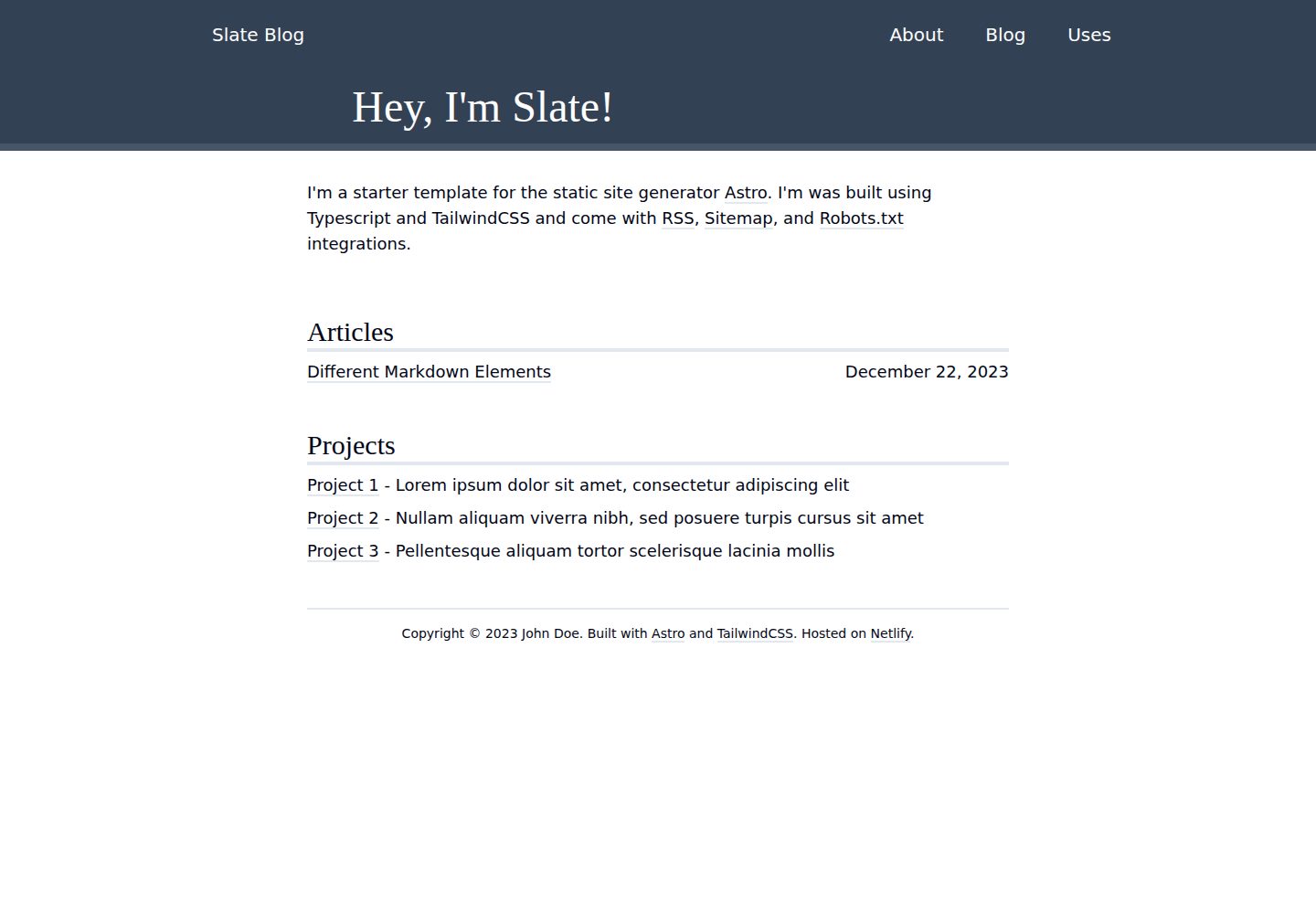astro-template-slate 网站模板截图