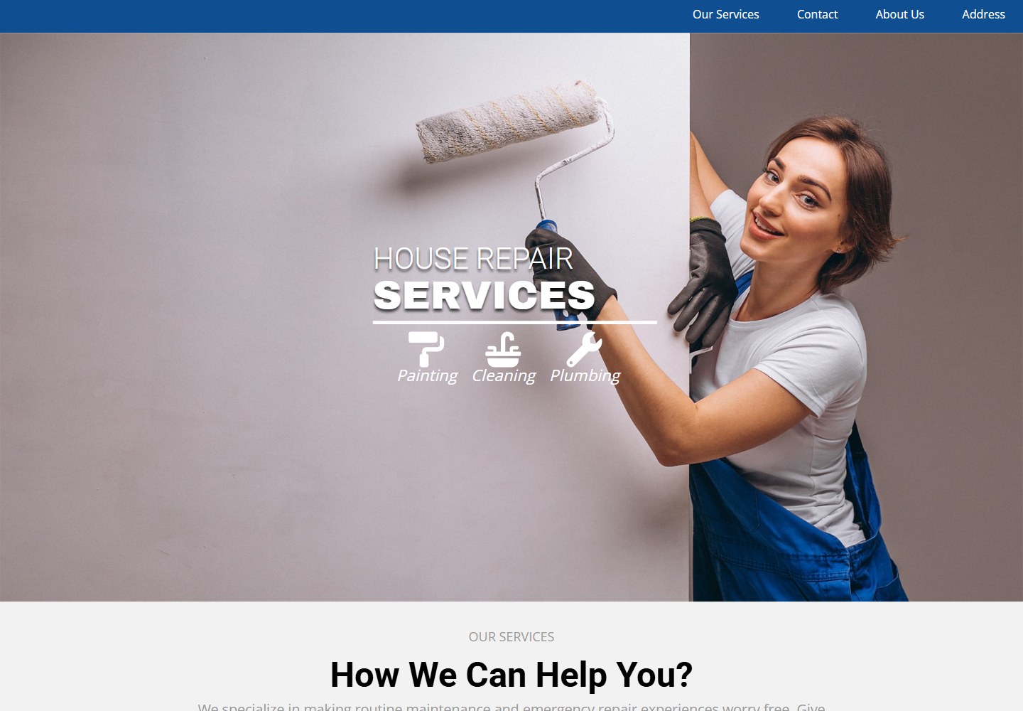 Repair-Services-Website-Template · Desktop homepage